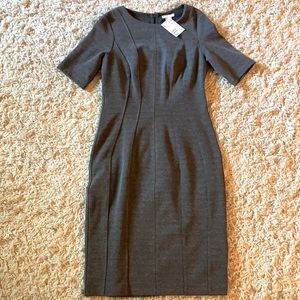 Midi grey sheath dress with full back zipper, size 12.